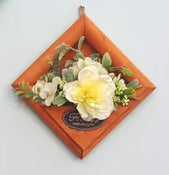 Wall Hanging Square Shaped Wooden Flower Decoration for Interior or Exterior| Pair Of 2