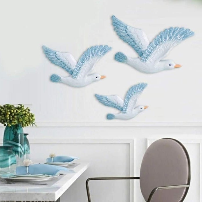 3 Pcs Seagull Bird Set Resin Material Hanging Bird Set