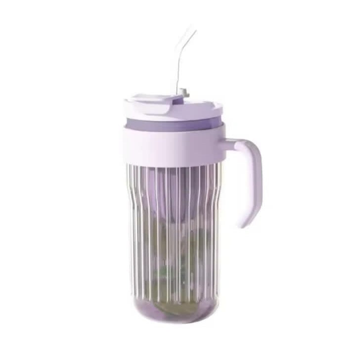 Stripe glass water bottle with tea infuser transparent glass cup