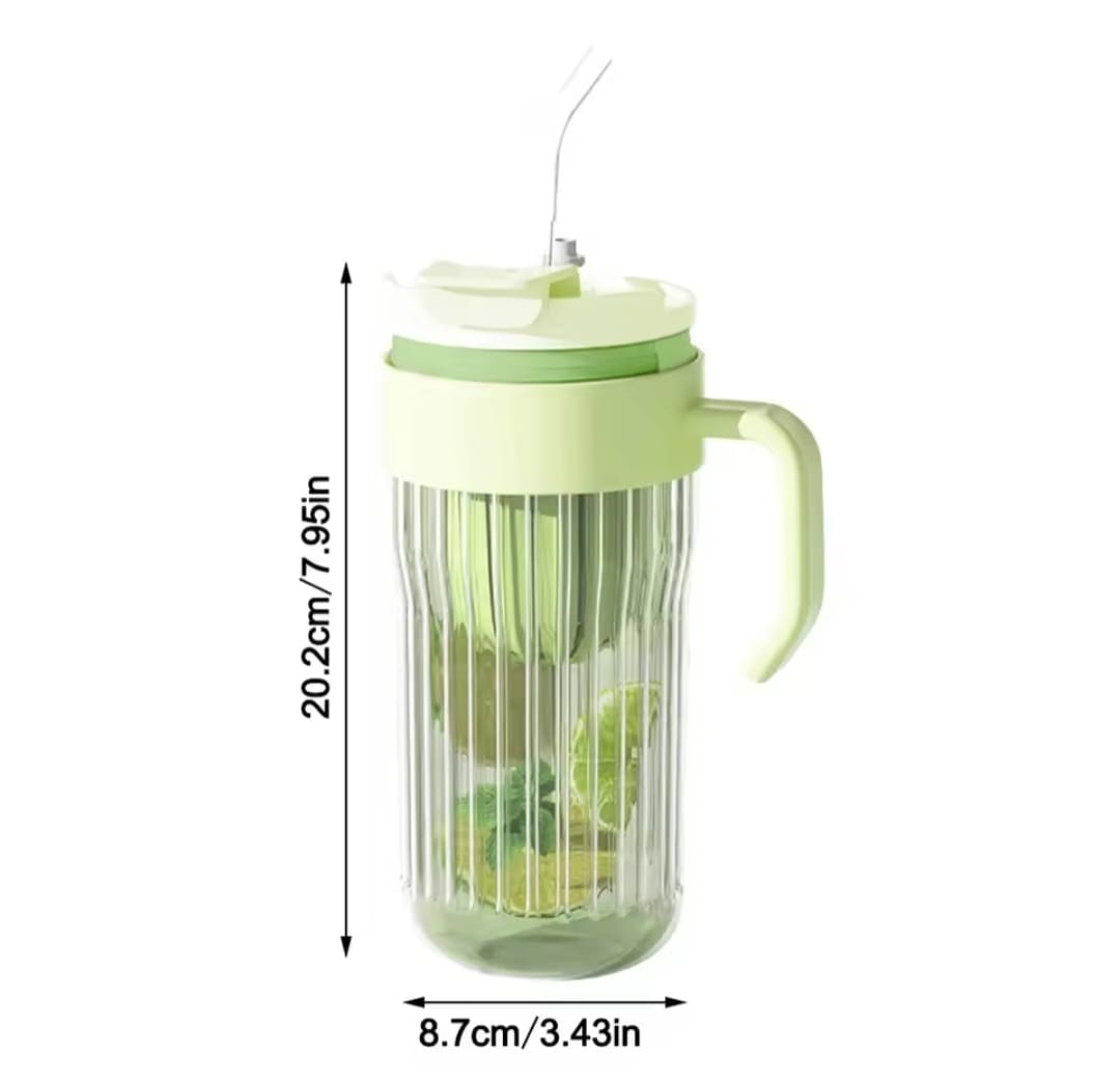 Stripe glass water bottle with tea infuser transparent glass cup
