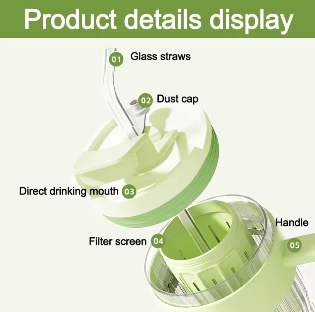 Stripe glass water bottle with tea infuser transparent glass cup